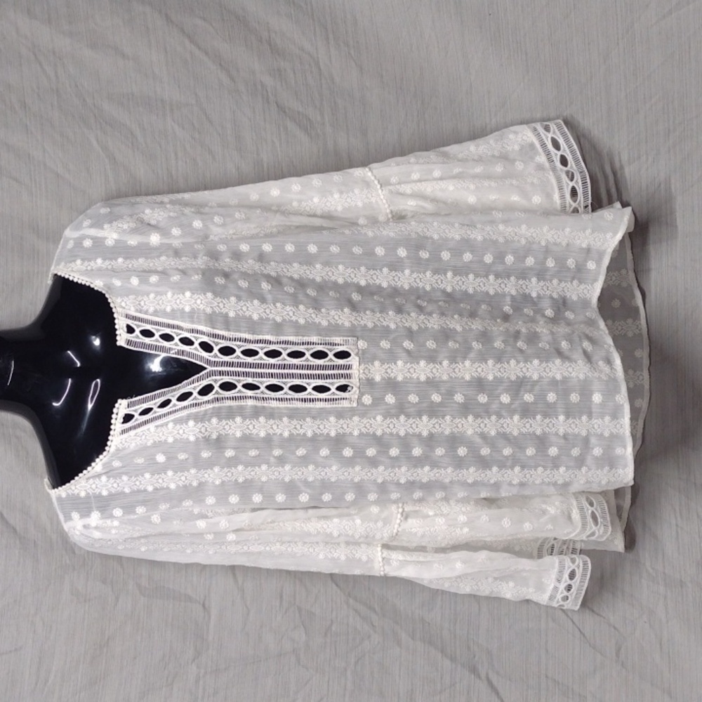 White House Black Market sheer boho chic blouse